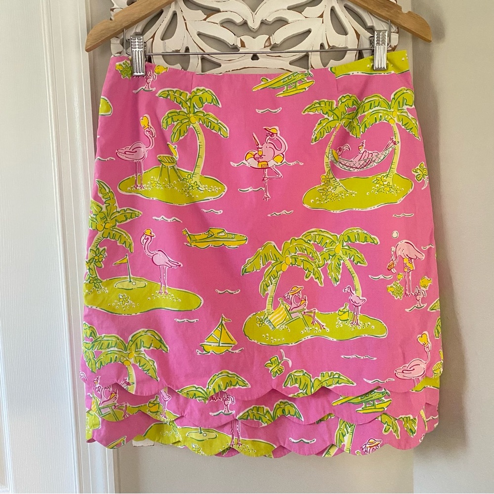 Lilly Pulitzer VTG Women's Scalloped Hem ResortWear Beachy Skirt 6 White label